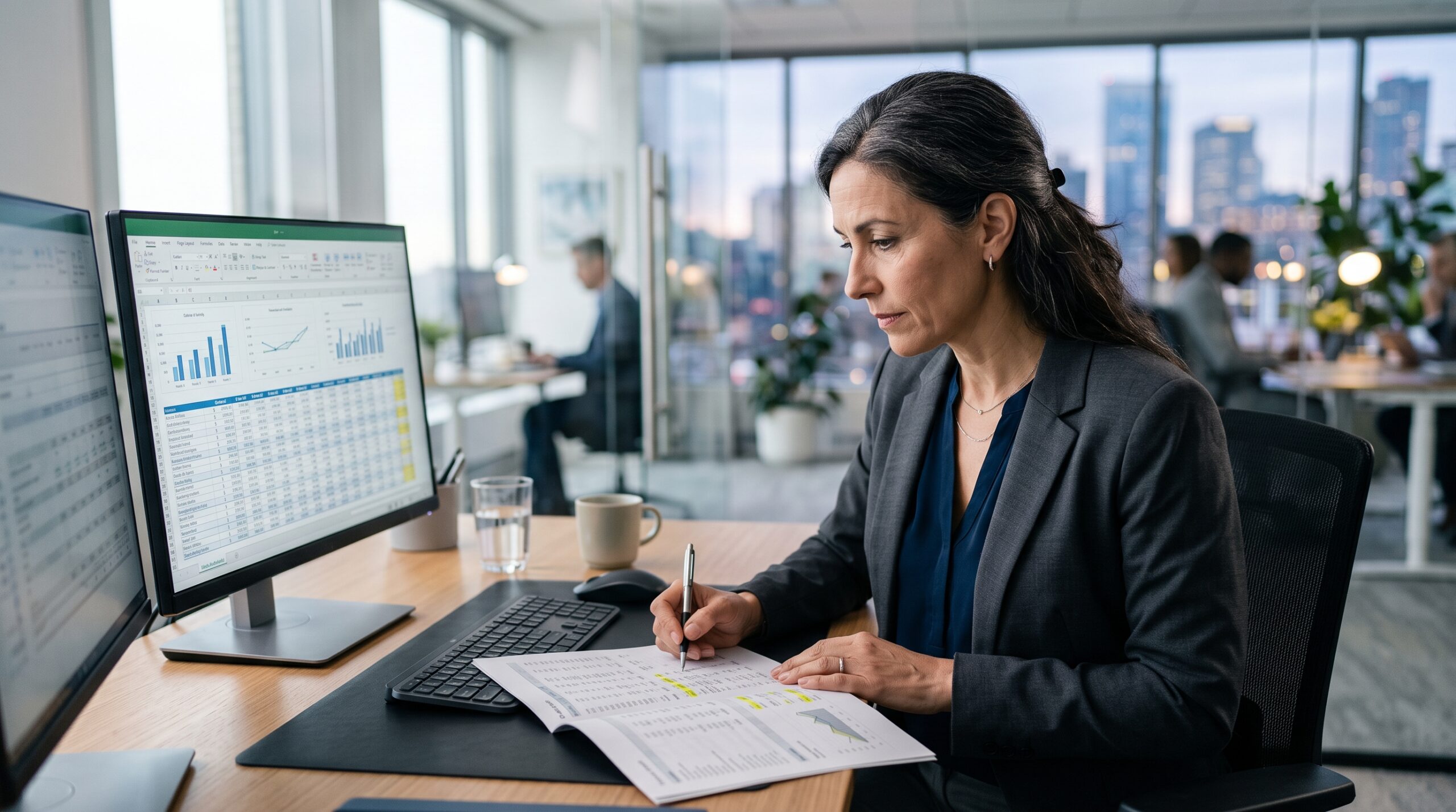 accounting professional reviewing financial data
