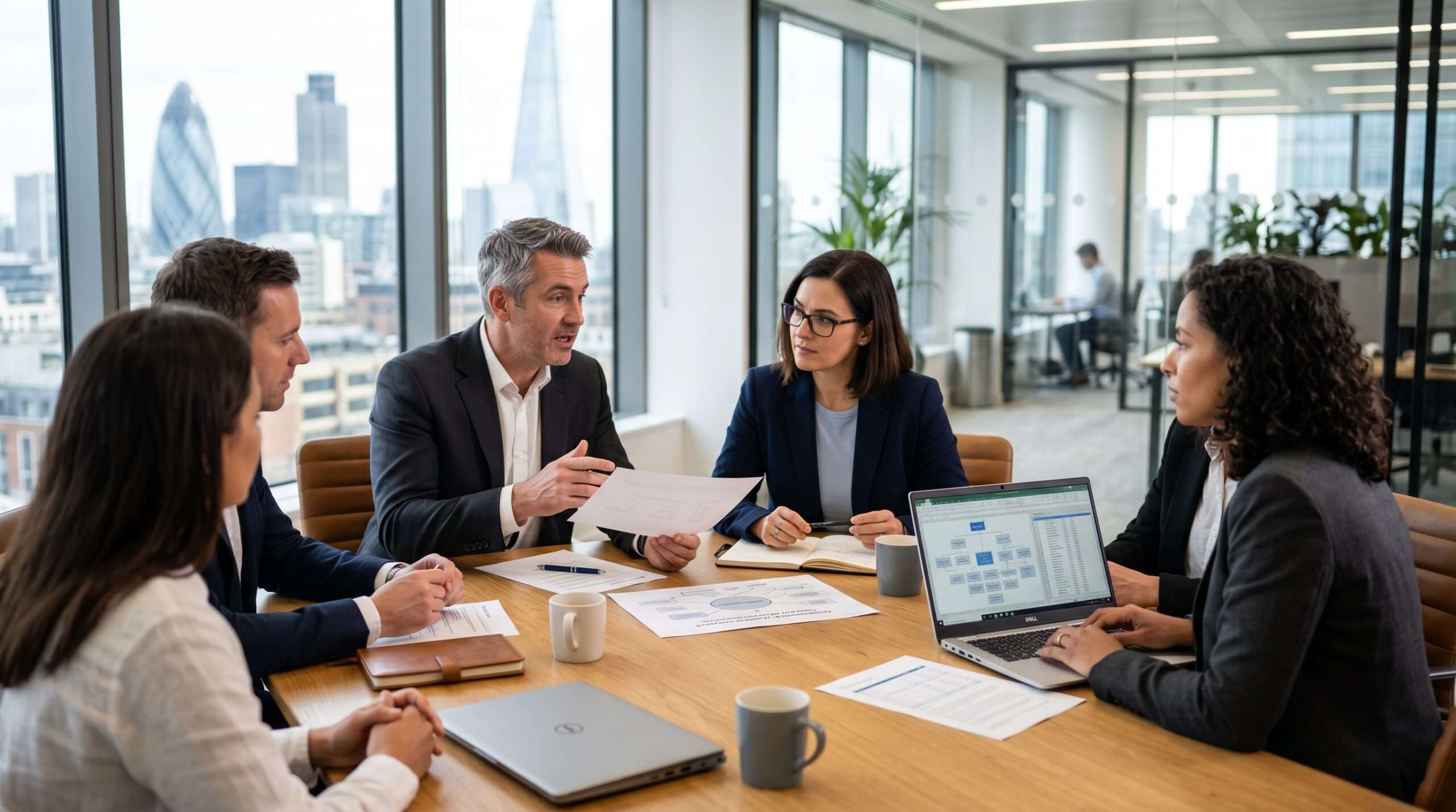 business people discussing outsourcing strategies