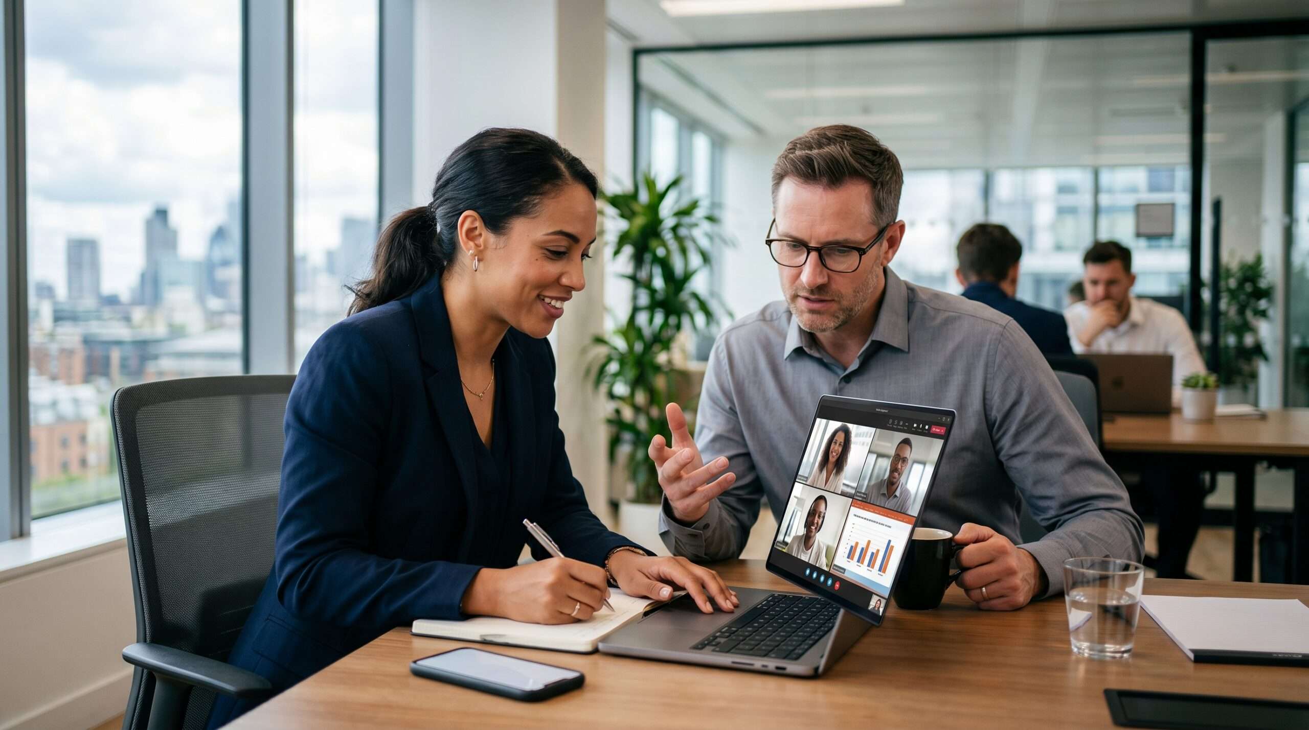 business professionals collaborating online