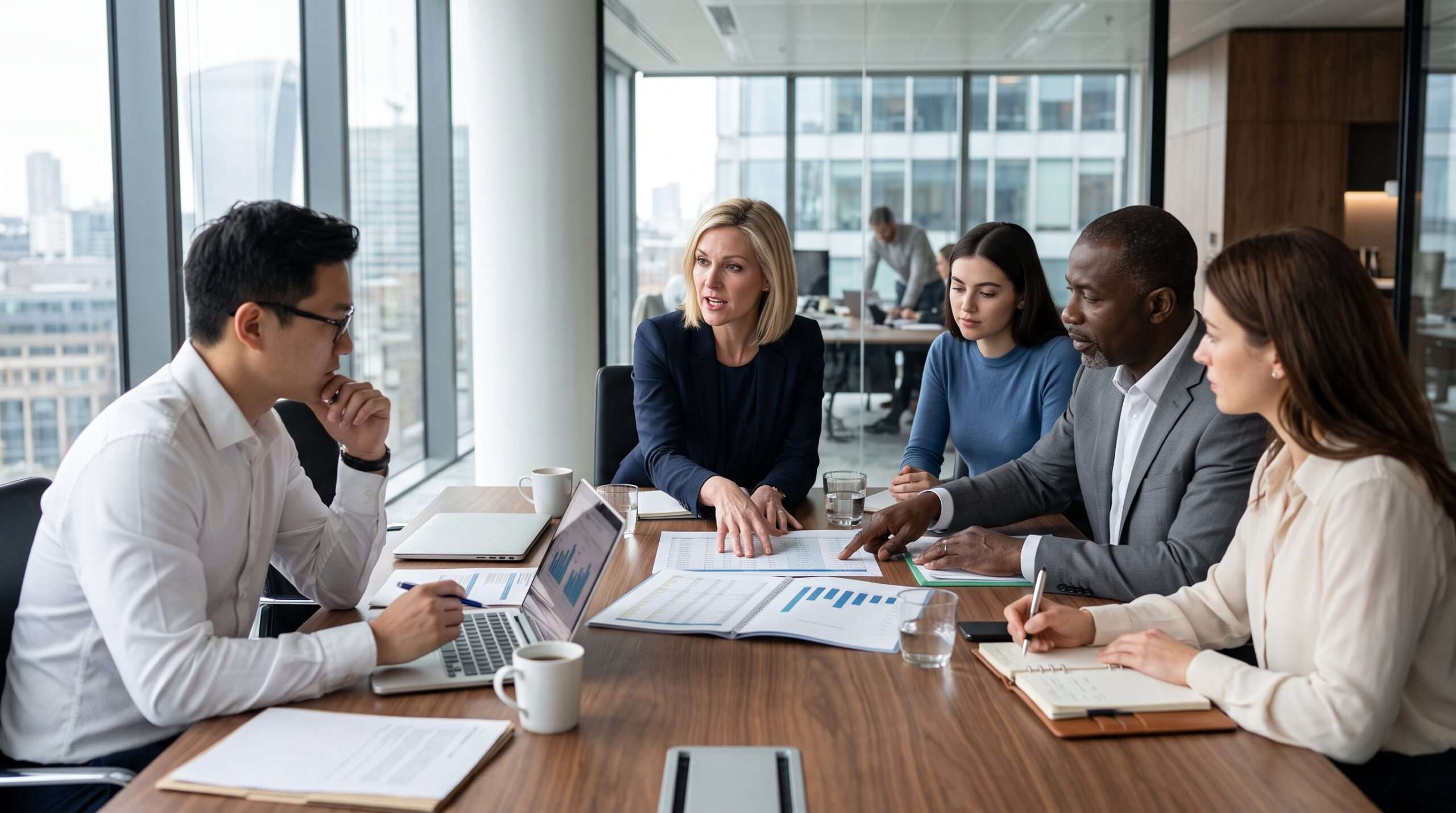 business team discussing financial strategies