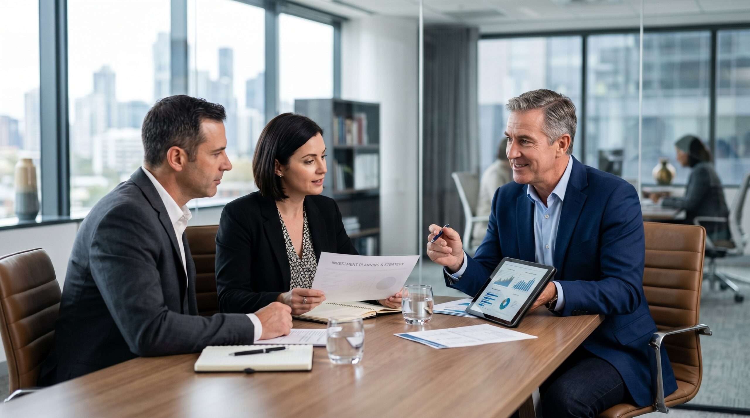 financial advisor consulting with business owners