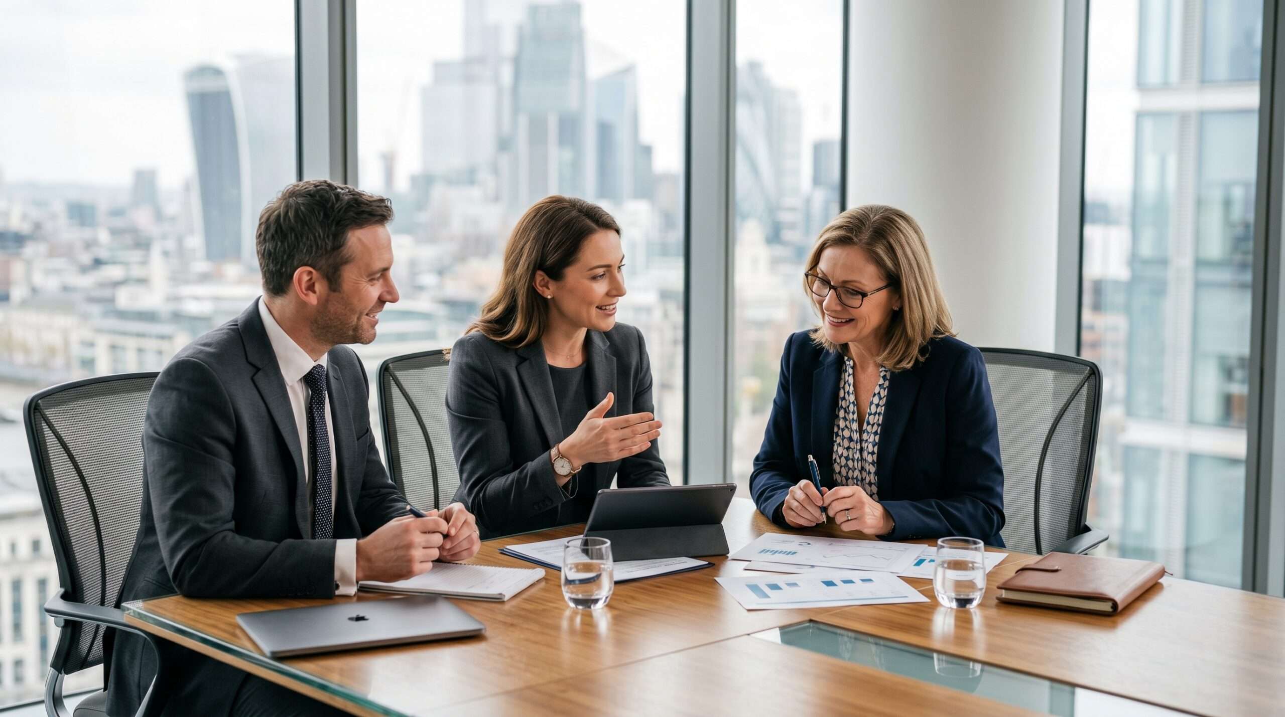 financial advisors assisting a client