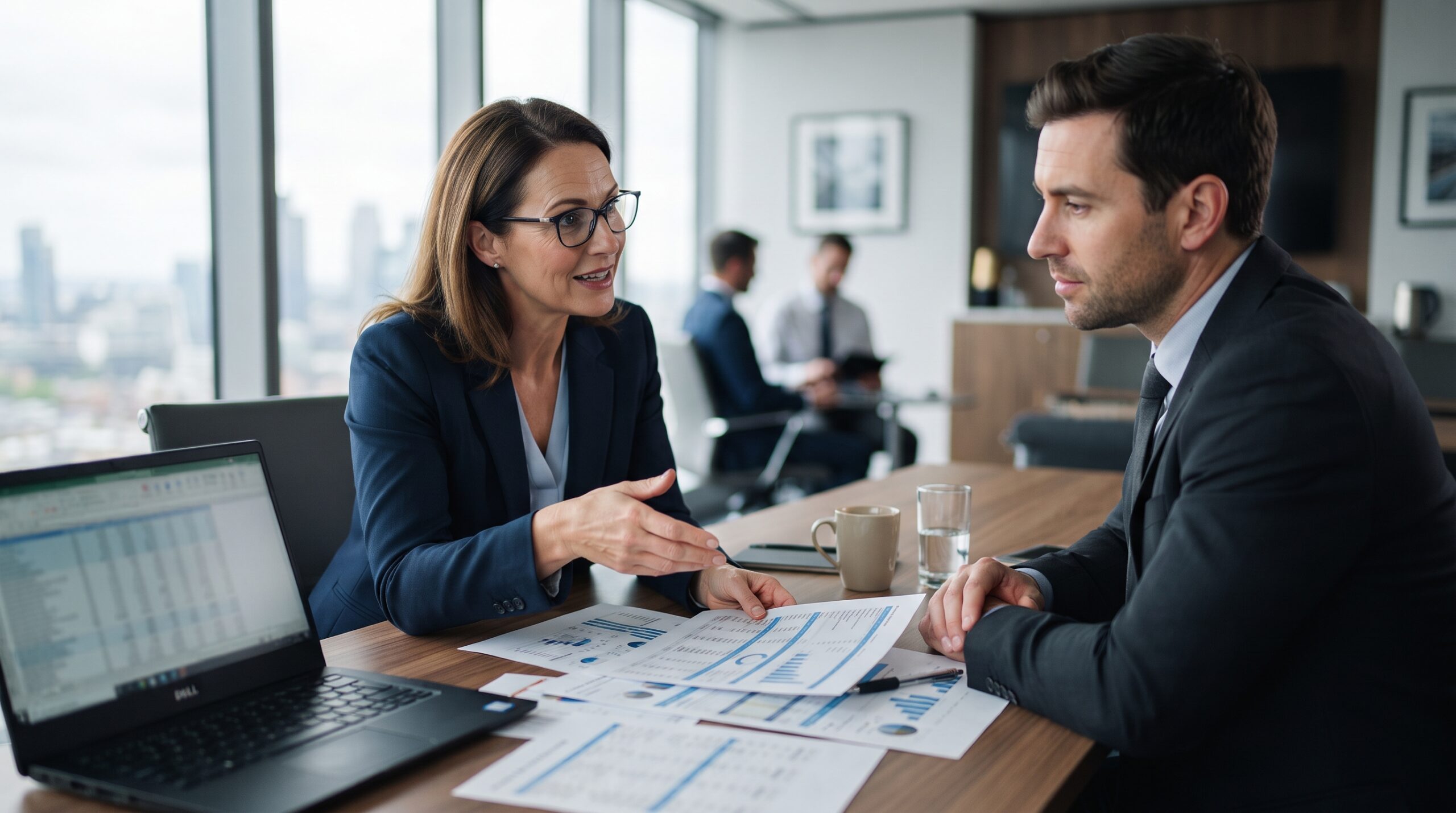 accountant discussing financial reports
