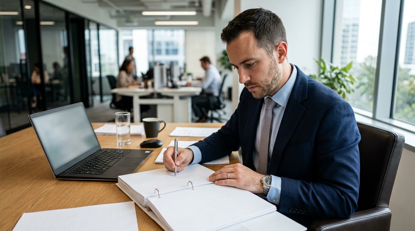 business accountant reviewing GAAP financial reports
