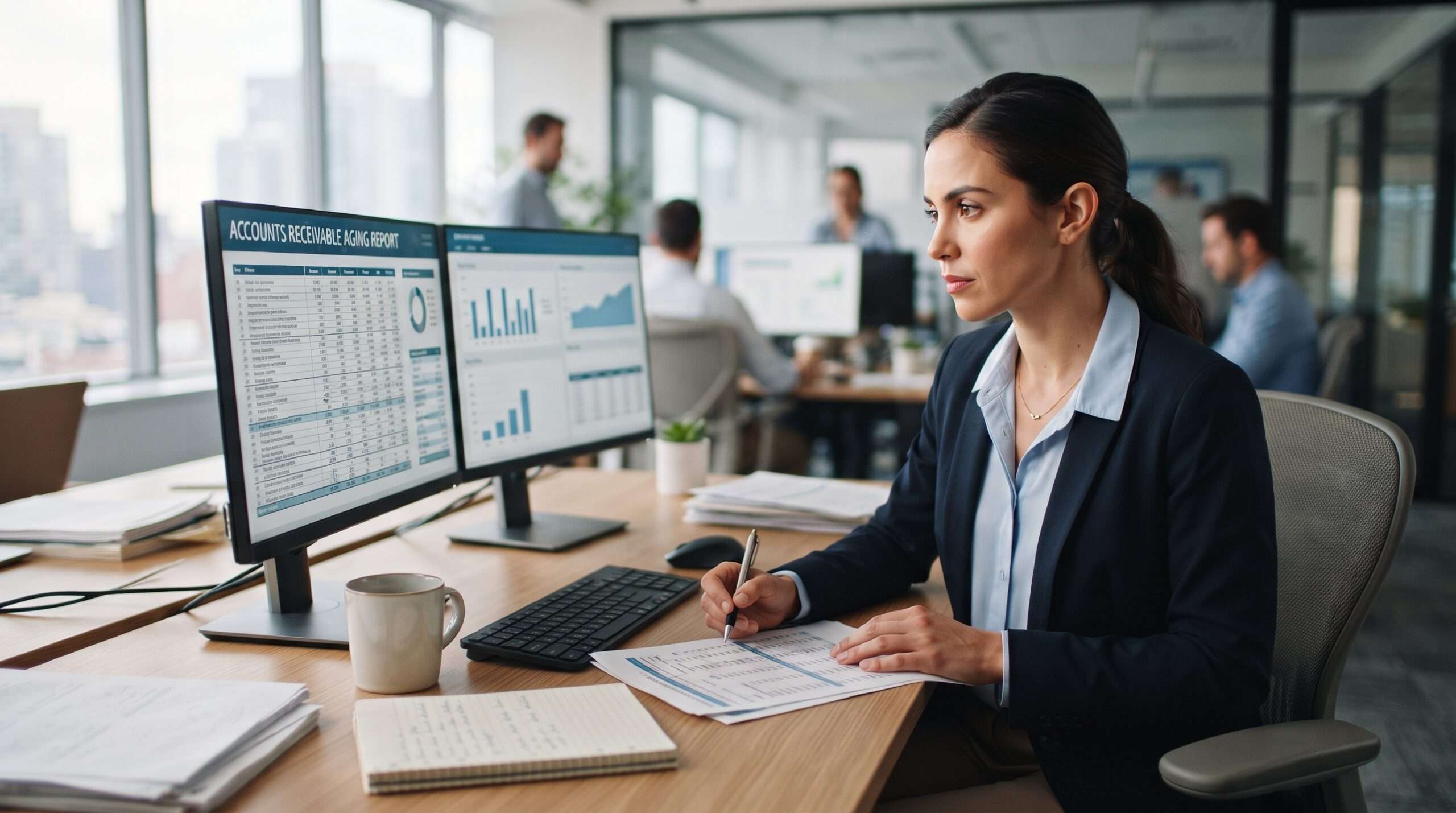 business professional analyzing accounts receivable