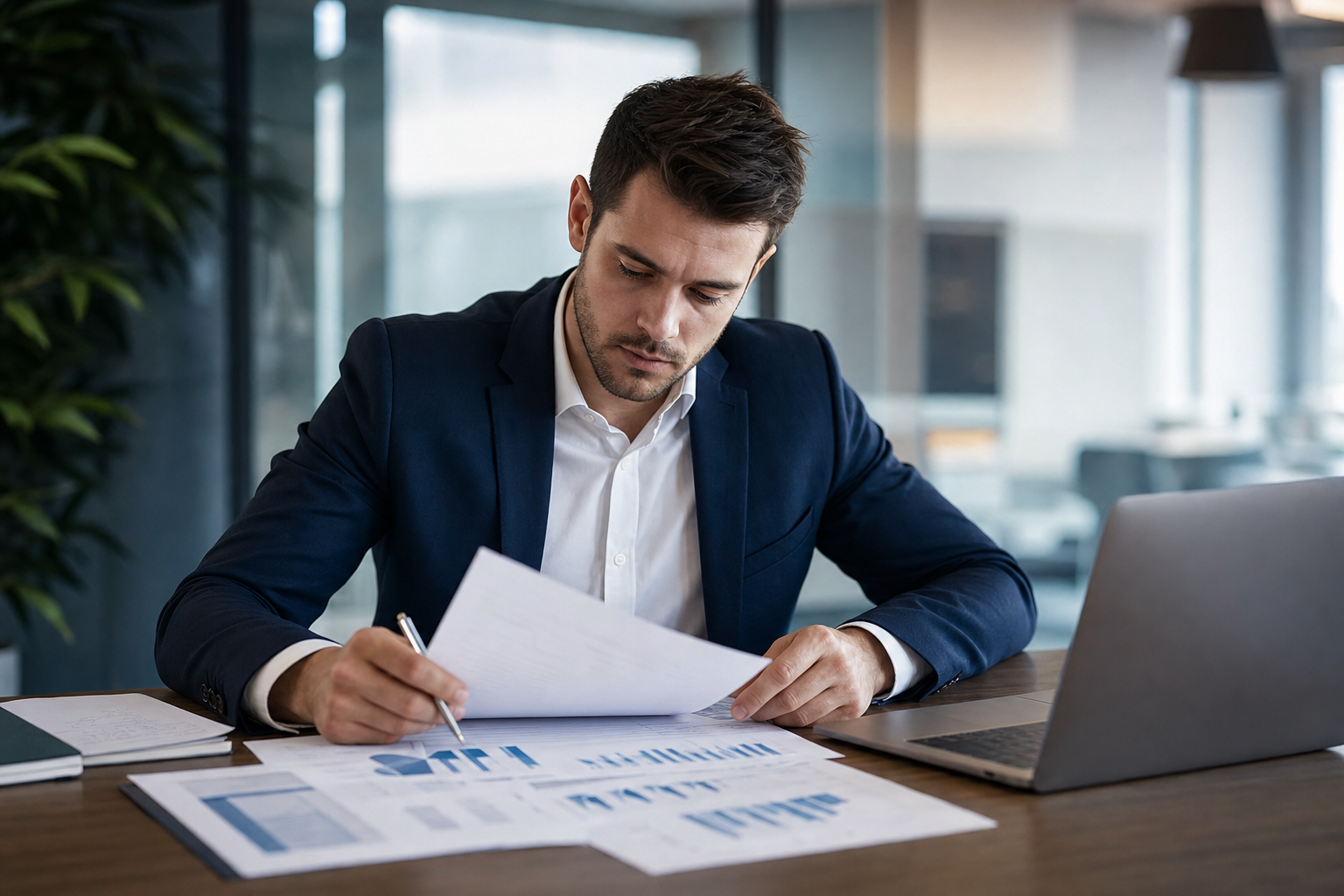 financial analyst reviewing cash flow projections