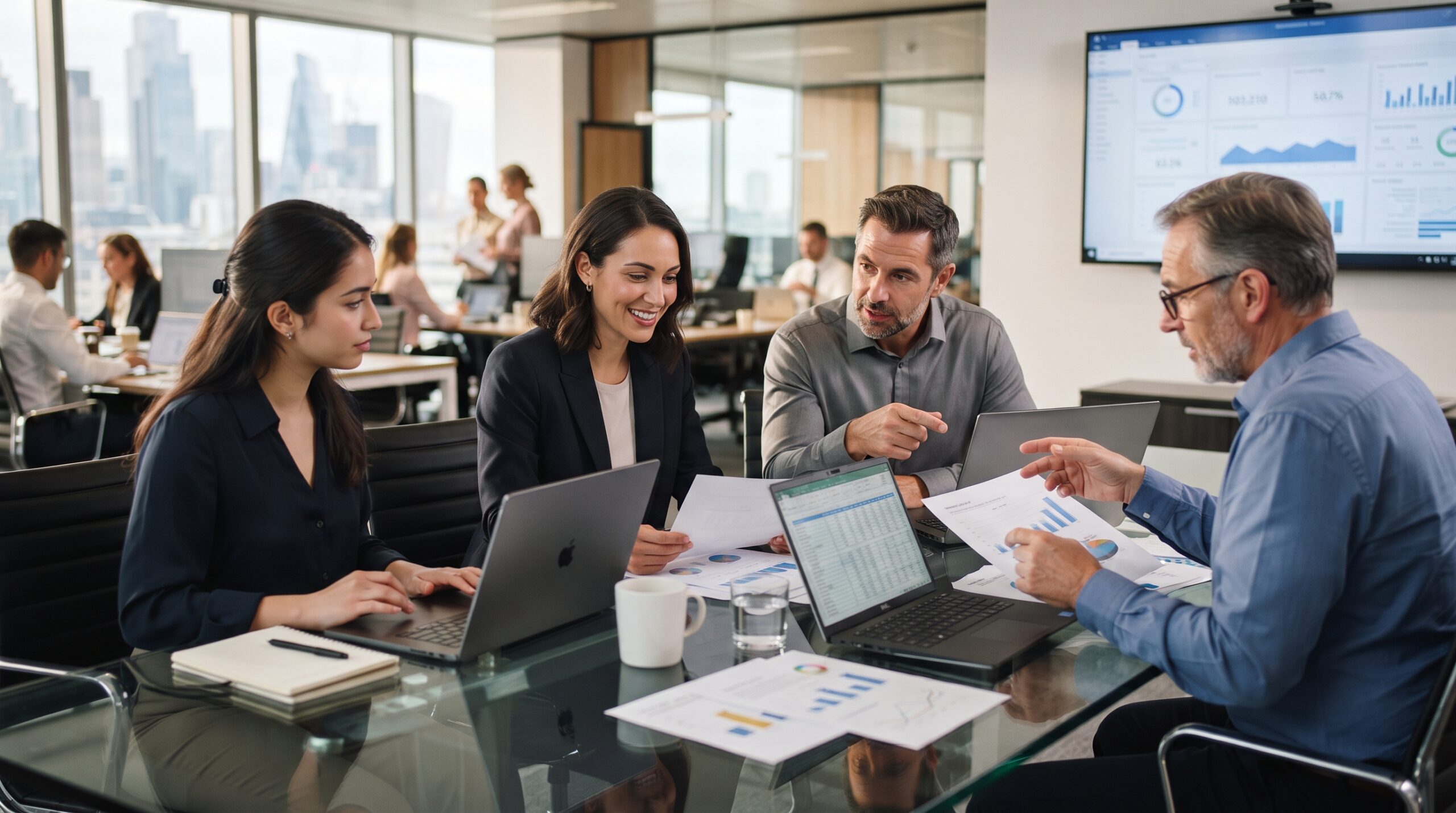financial reporting team at work