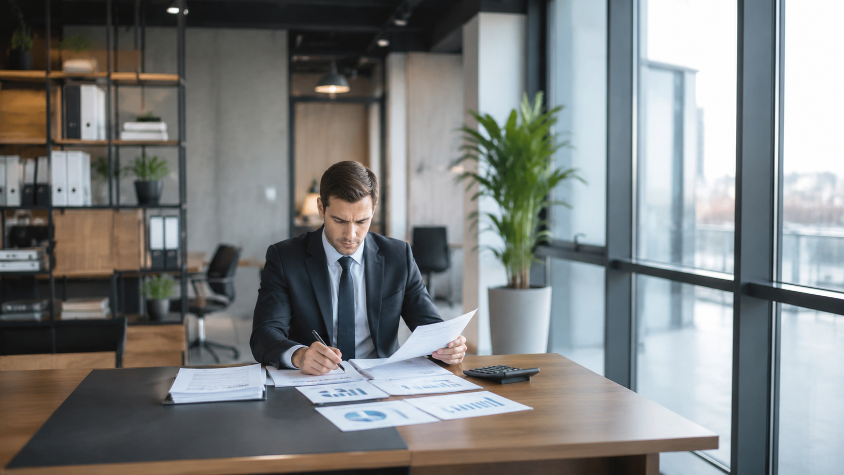 accountant reviewing financial documents