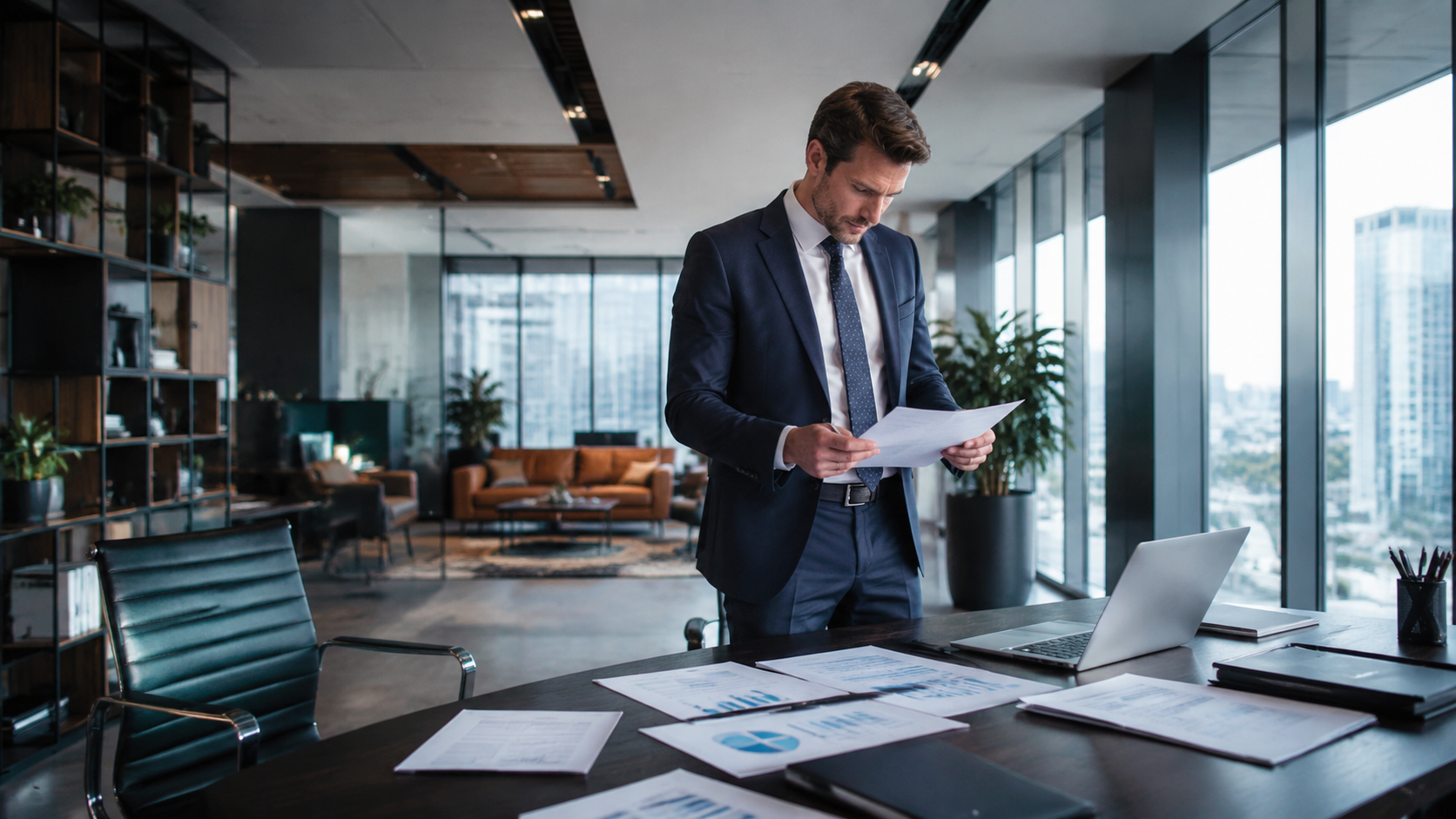 accountant reviewing financial documents