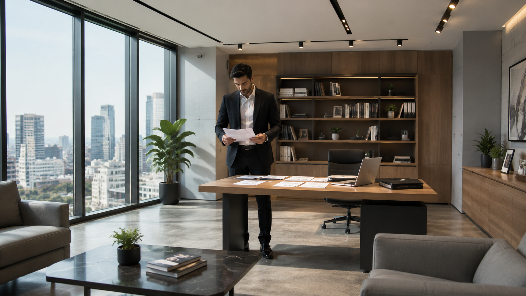 accountant reviewing financial reports