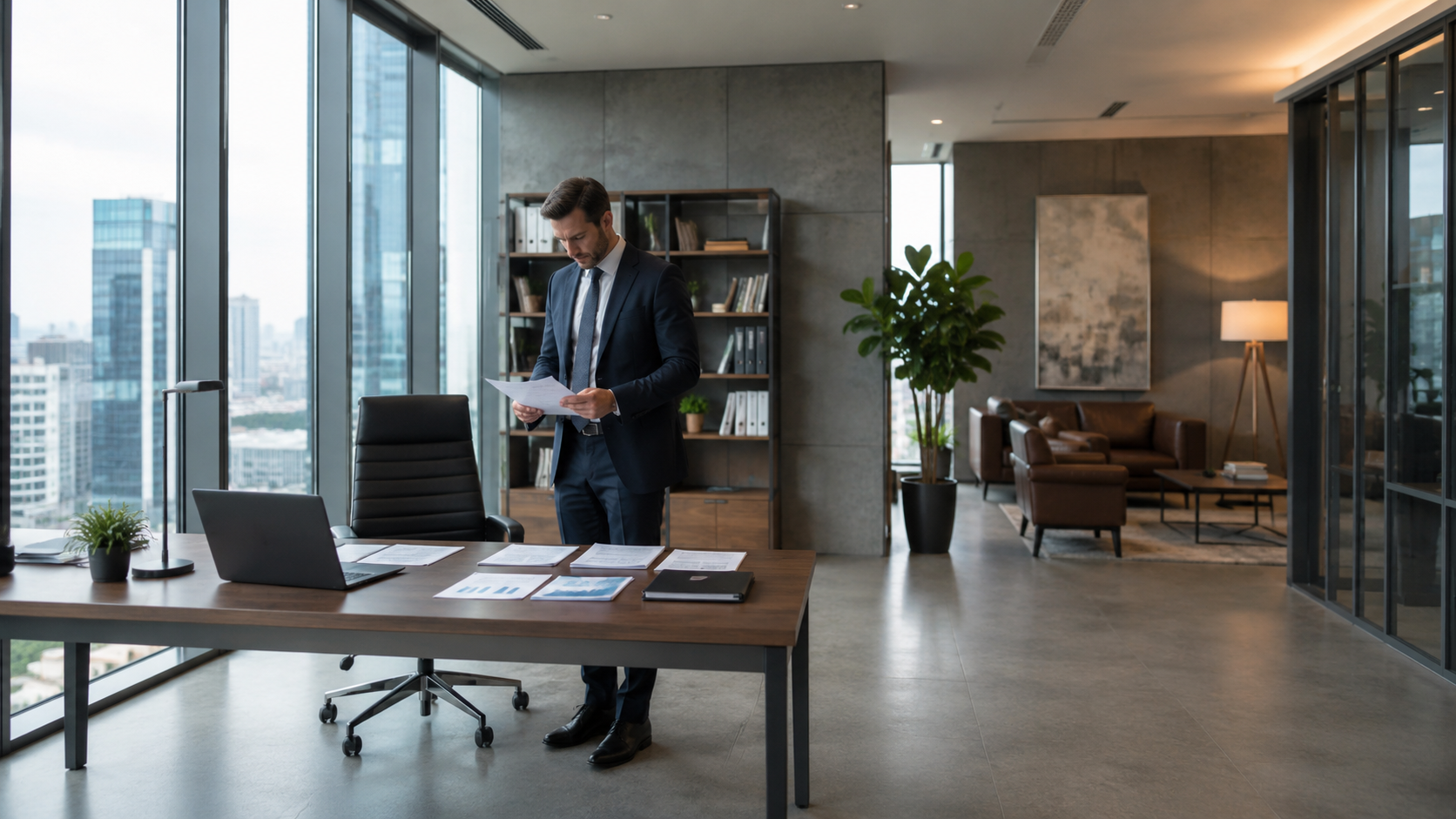 accountant reviewing financial reports