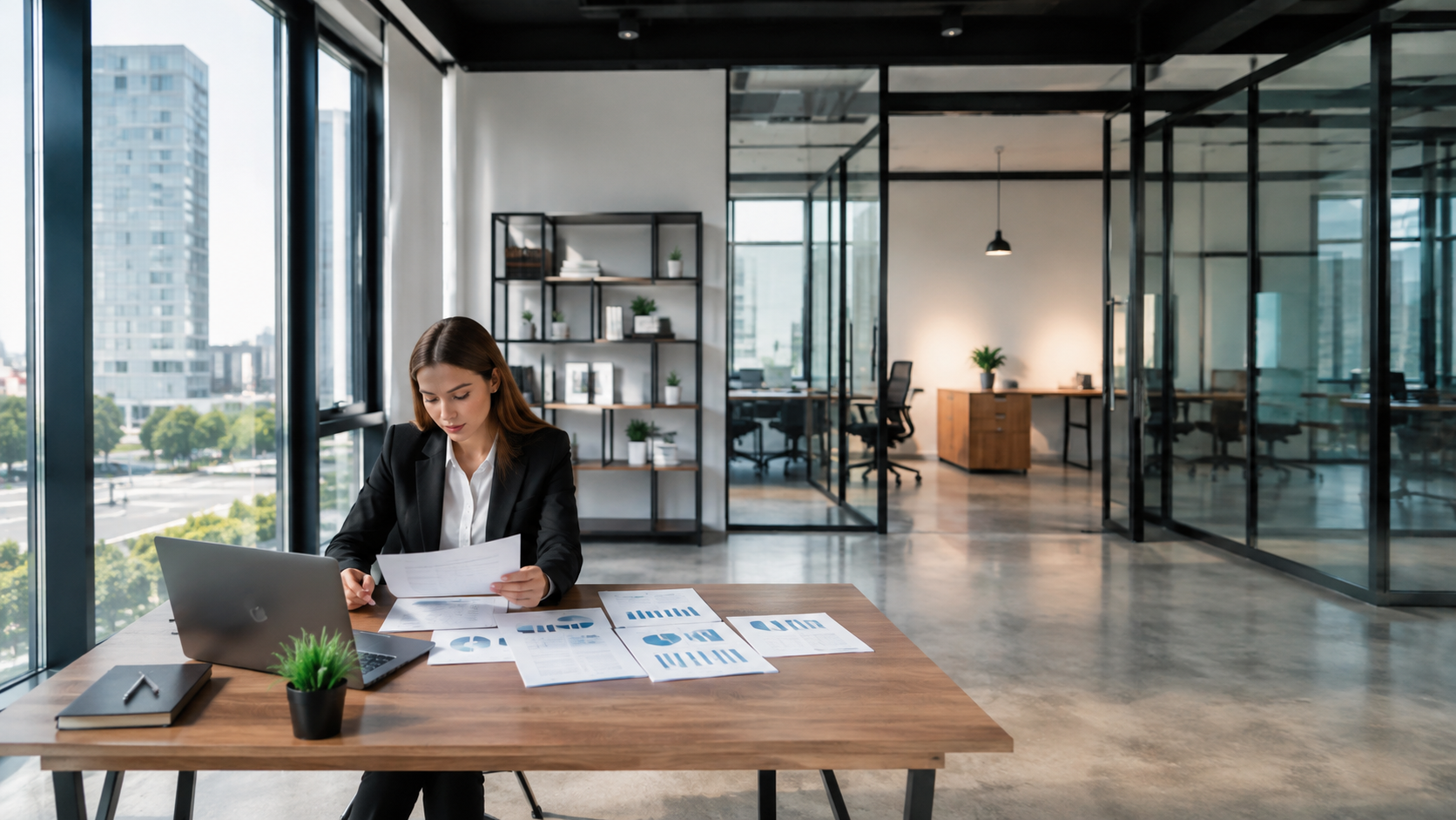 business accountant reviewing financial reports