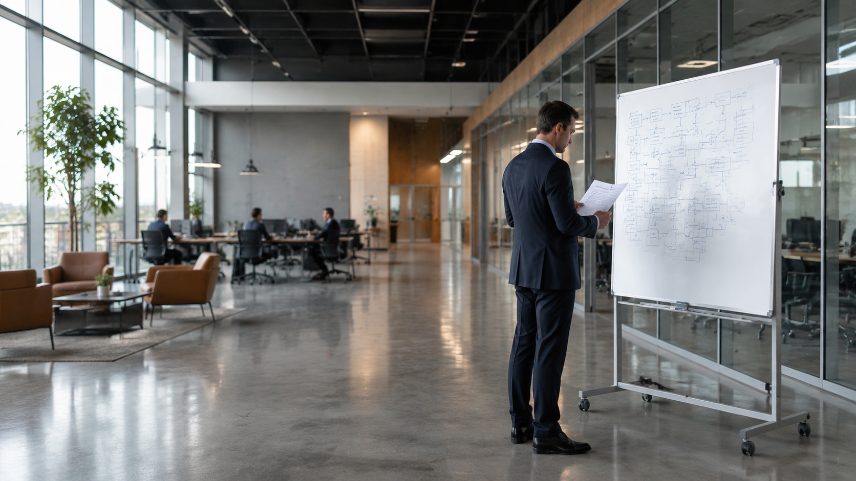 businessman reviewing order-to-cash process