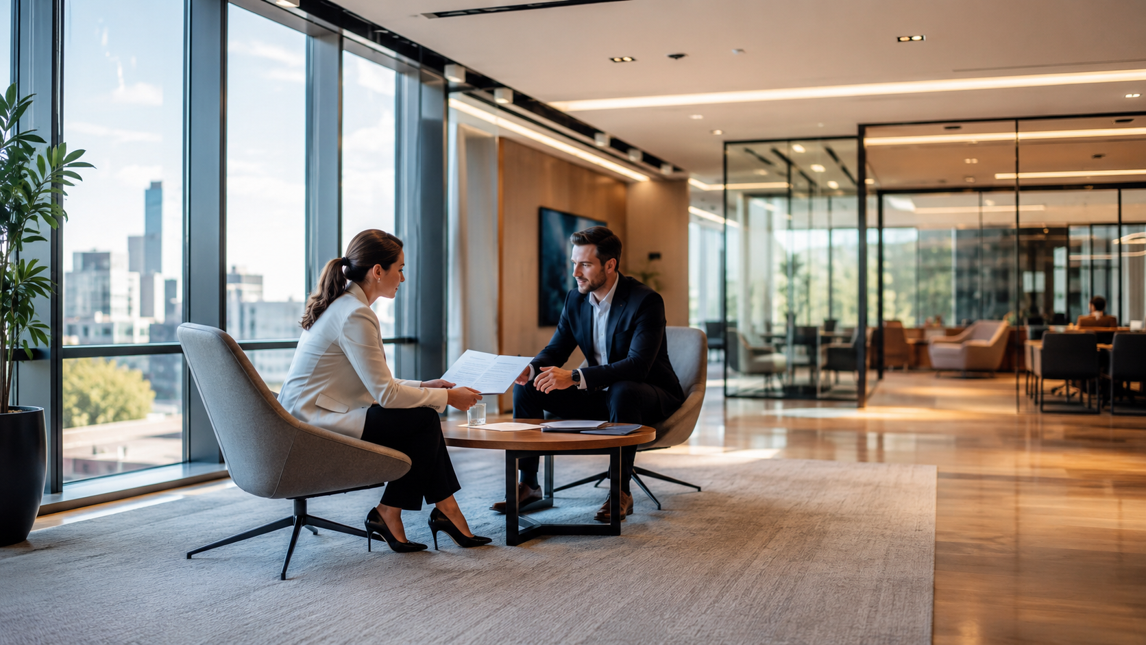 financial consultant working with client